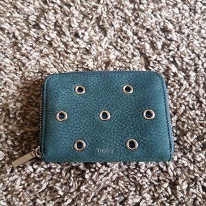 Theory Small Zip Around Wallet Green NWOT